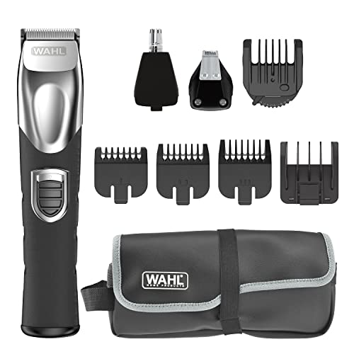 Wahl USA Rechargeable Lithium Ion All in One Beard Trimmer for Men with Detail and Ear & Nose Hair Trimmer Attachment – Model 9854-600B