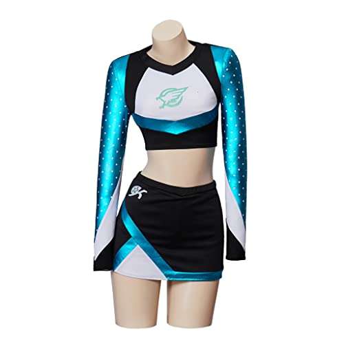 Willyacos Maddie Cheerleader Costume Maddy Perez Cosplay Cheerleading Outfit High School Musical Cheer Costume Uniform Dress (Blue, XS)