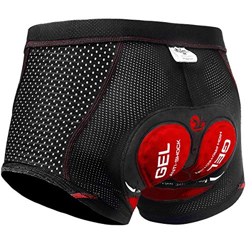 X-TIGER Men's Cycling Underwear Shorts 5D Padded Gel,MTB Biking Shorts Pants with Breathable,Adsorbent Design Black Red