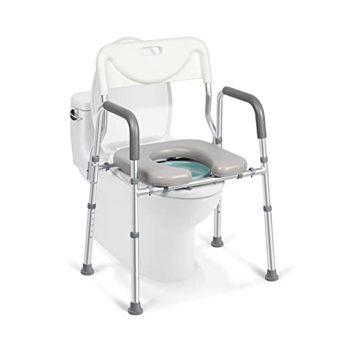 Xilingol Raised Toilet Seat with Handles and Back,330lb Bedside Commode Chair with Arms, 4-in-1 Adjustable & Portable Bathroom Chair for Adults, Senior, Elderly,Handicap, Disabled