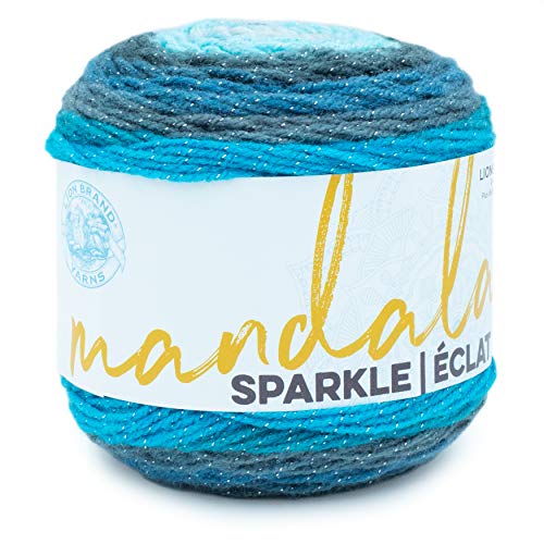 (1 Skein) Lion Brand Yarn Mandala Sparkle Yarn, Aquarius