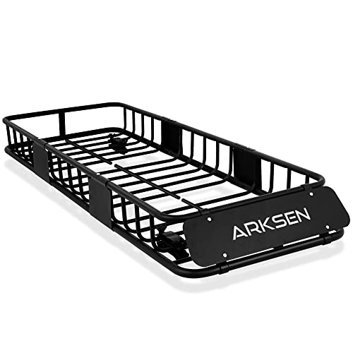 ARKSEN Skinny Roof Rack Cargo Carrier Basket, Heavy Duty Weather Resistant Top Mount Cargo Rack, Luggage & Camping Gear Storage for Car, Truck or SUV Transport