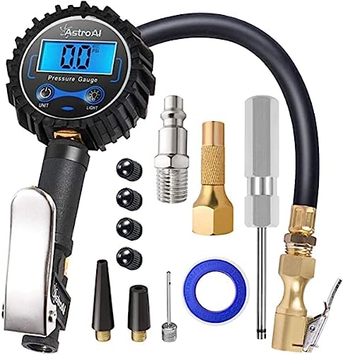 AstroAI Digital Tire Inflator with Pressure Gauge, 250 PSI Air Chuck and Compressor Accessories Heavy Duty with Rubber Hose and Quick Connect Coupler Car Accessories for 0.1 Display Resolution