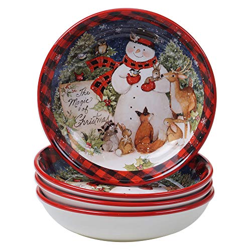 Certified International Magic of Christmas Snowman 36 oz. Soup/Cereal Bowls, Set of 4, Multicolored