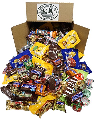 Chocolate Box (5 LBS) Assortment of M&M's Candy, Snickers, Milky Way, and Many More, Bulk Fun and Mini Size Snacks for your Christmas Stockings Gift, Party, Buffet, or Pinata