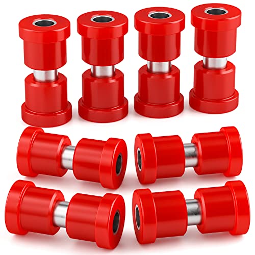 Club Car DS Front & Rear Leaf Spring Bushing Kit, Golf Cart Leaf Spring Polyurethane Bushing and Sleeves for 1981-Up DS, Upgraded Red GolfCart Suspension Shackle Parts OE Replaces 1012303 1015583