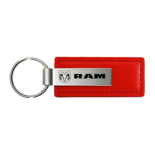 Dodge RAM Logo Red Leather Car Key Chain , Official Licensed