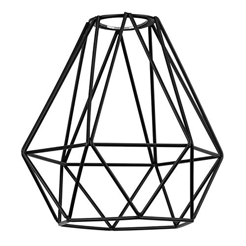 EE Eleven Master Lighting Metal Cage Lampshade for Pendant Light Cord Kit Vintage Lamp Holders Hanging Lighting Cord Fixture Farmhouse Bedroom Dining Room Decoration (1 Pack/Diamond Shape)
