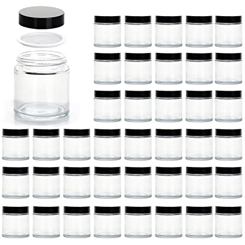 Hoa Kinh 4oz Glass Jars With Lids, Mini Round Canning Jars Wide Mouth, 40 Pack, Empty Cosmetic Bottles for Storage Creams, Beauty Products, Lotion, and Ointments
