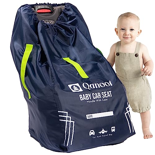 Infant Car Seat Travel Bag for Airplane - Durable Gate Check Bag for Car Seats that fits easily on Convertible Car Seats, Infant Carriers & Booster Seats (Blue).