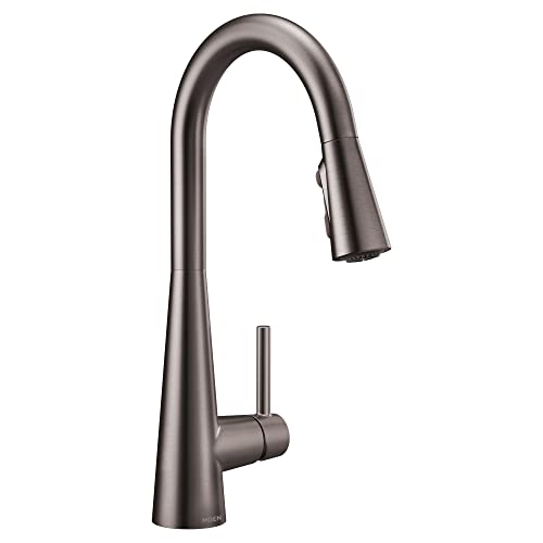 Moen Sleek Black Stainless One-Handle High Arc Pulldown Modern Kitchen Faucet Featuring Power Boost, 7864BLS