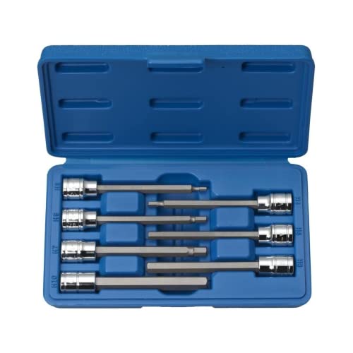 Neiko 10076A 3/8-Inch Drive Extra Long Allen Hex Bit Socket Set, Metric, 3 mm - 10 mm | S2 and Cr-V Steel, 7-Piece Set