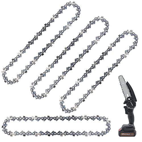 O-CONN Mini Chainsaw Chain, 6-Inch Replacement Guide Saw Chain for 6 inch Mini Cordless Electric Portable Battery Powered Handheld Chainsaw (4 Pieces, 37 Drive Links)
