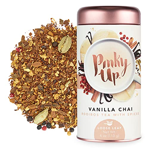 Pinky Up Vanilla Chai Loose Leaf Tea | Rooibos Tea, Caffeine Free, Naturally Low Calorie & Gluten Free | 4 Ounce Tin, 25 Servings
