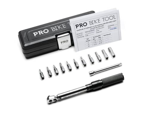 PRO BIKE TOOL 1/4 Inch Drive Click Bike Torque Wrench Set – 2 to 20 Nm – Bicycle Torque Wrench Maintenance Kit for Road & Mountain Bikes - Includes Allen & Torx Sockets, Extension Bar & Storage Box