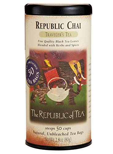 The Republic of Tea Republic Chai Black Tea, Tin of 50 Tea Bags