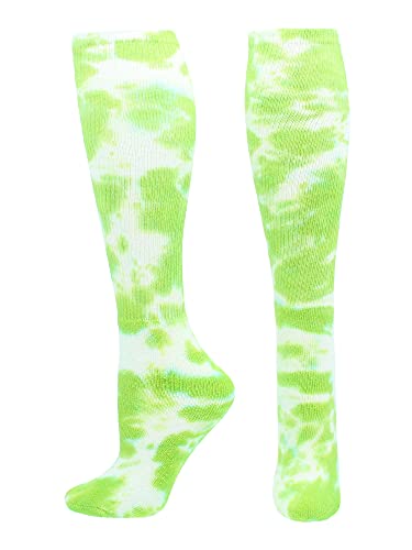 Tie Dye Multisport Tube Socks (Lime Green/White, Medium)