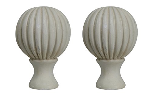 Urbanest Set of 2 Fluted Ball Lamp Finials, 2 1/8-inch Tall, Antique White