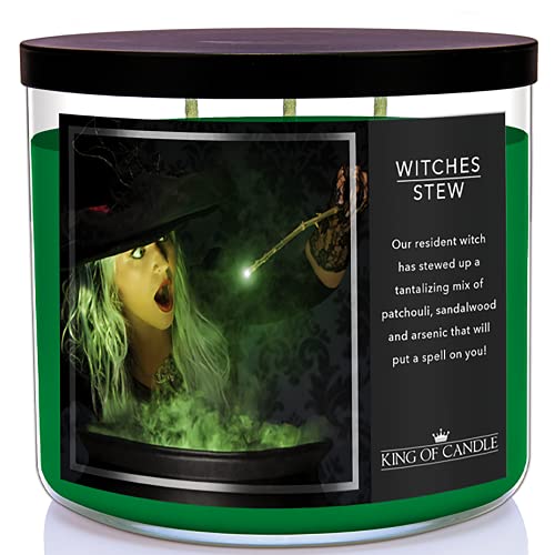 Witches Stew | Halloween Candles Highly Scented Witches Brew | Fall Candles | 3 Wick Soy Candle | Witch Decor | Spooky Candles | Hocus Pocus Decorations | USA Made Large 14 oz w/ Decorative Metal Lid