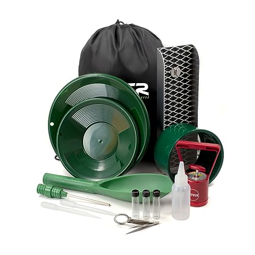 ASR Outdoor Lightweight Backpack Gold Panning Kit with Mini Aluminum Sluice Box, 14pc