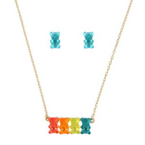 Betsey Johnson Gummy Bear Pendant & Stud Earrings Set