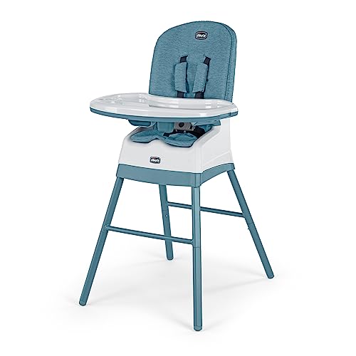 Chicco Stack Hi-Lo 6-in-1 Multi-Use Convertible High Chair, Reclining High Chair for Babies and Toddlers Easy-Clean Baby High Chair Booster Toddler Seat Combo | Tide/Blue/Green