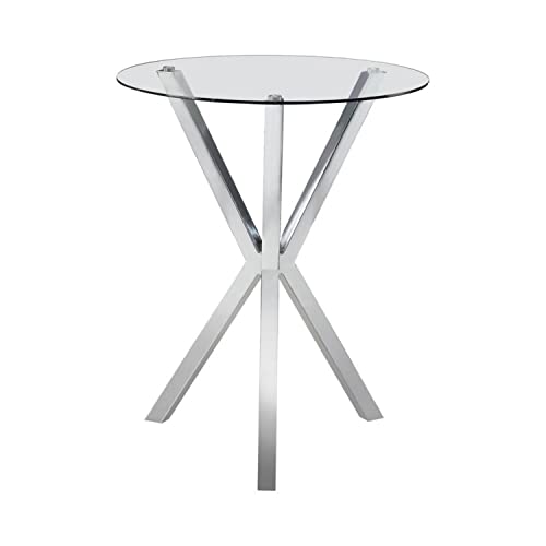 Coaster Home Furnishings Denali Round Glass Top Bar Table Chrome