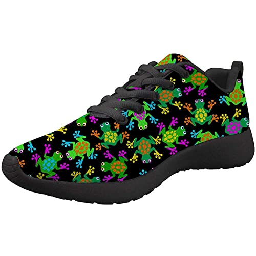 COEQINE Women Sneaker Trainers Fashion Athletics Running Shoes Frog Print Jogging Walking Casual Paisley Designer Size US 7.5