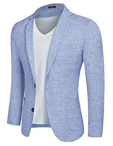 COOFANDY Men's Sport Coat Blazer Premium Office Casual Business Suit Jacket Sky Blue
