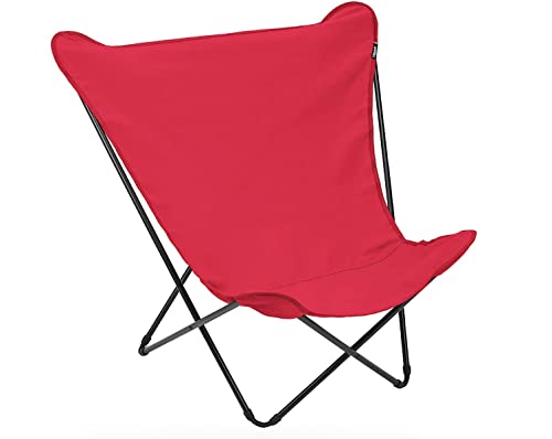 Lafuma Pop Up XL Lounge Chair (Garance Red) Extra Large Folding Butterfly Dorm Chair