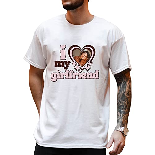 LASFOUR Personalized I Love My Girlfriend Boyfriend Shirt with Custom Photo, I Have A Girlfriend Shirt, Custom I Love My Crazy Girlfriend Shirt, Personalized Couple Valentine Shirt, Valentines Gifts