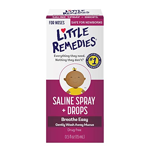 Little Remedies Saline Spray/Drops | 0.5 oz | Pack of 1 | For Noses to Breathe Easily | Gently Wash Away Mucus | Newborn Safe