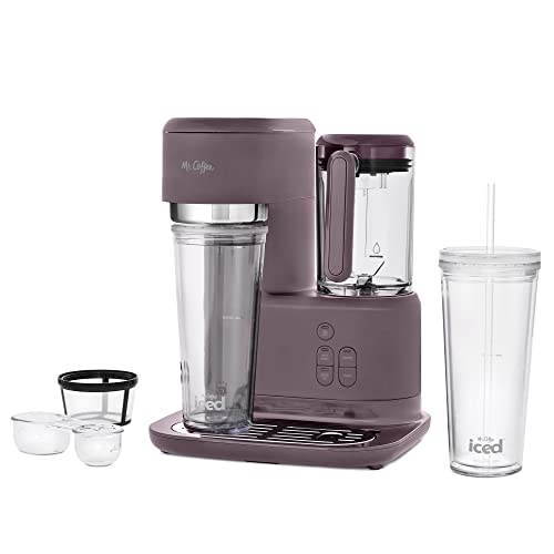 Mr. Coffee Single-Serve 3 in 1 Frappe, Iced, and Hot Coffee Maker and Blender with Reusable Filters, Tumblers, and Recipe Book, Lavender