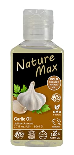 Nature Max Garlic Oil Essential Oils Natural Undiluted Pure for Hair Skin Care and Massage Cold Pressed Premium (1Pack = 2.70 oz / 80 ml) زيت الثوم