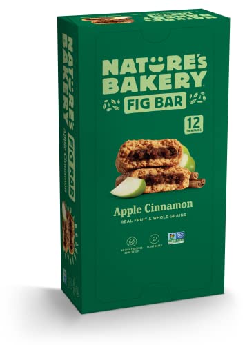 Nature's Bakery Whole Wheat Fig Bars, Apple Cinnamon, Real Fruit, Vegan, Non-GMO, Snack Bar, 1 Box With 12 Twin Packs (12 Twin Packs)