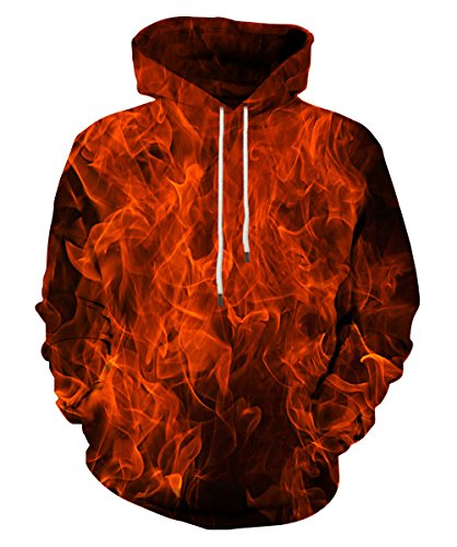 Neemanndy Hoodie Men Adult Graphic Printed Fire Hoodies Unisex Fashion 3D Red Flame Hooded Sweatshirts Women Novelty Sweater with Pocket, Medium