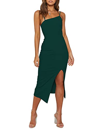 OWIN Green Dresses for Women Spaghetti Strap Empire Waist Elegant Cocktail Formal Wedding Guest Dresses L