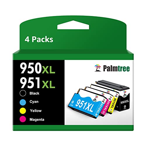 Palmtree Remanufactured Ink Cartridge Replacement for HP 950XL 950 XL 951XL 951 XL for OfficeJet Pro 8610 8600 8620 8625 8630 8100 8615 8640 8660 251dw 276dw Printer Ink Cartridge (4 Combo Pack)