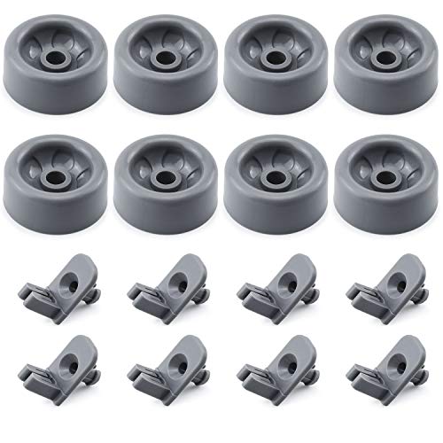 Romalon WD35X21041 Dishwasher Wheels Lower Dishrack Roller Axle Kit WD12X10136 WD12X10277 Replacement for GE Profile Lower Rack Kit 8PC Studs and 8PC Rollers