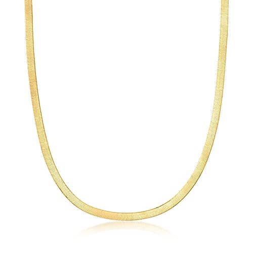 Ross-Simons Italian 4mm 18kt Gold Over Sterling Herringbone Necklace. 18 inches