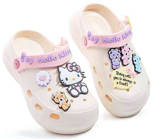 Sanrio Hello Kitty Bears Clogs Slip on Water Shoes Casual Summer for Girls Kids Children - White XXL Size, XX-Large Little Kid