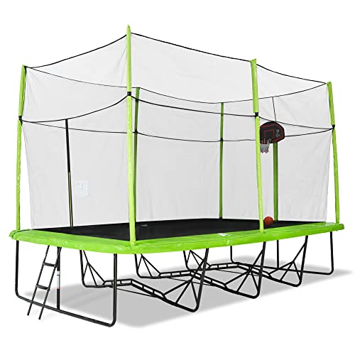 SkyBound Rectangular Trampoline with Enclosure Net 10x17 FT - Rectangle Trampoline Performance Build for Families and Athletes - Reinforced Welding Base - Gymnastics Trampoline Superior Bounce Green